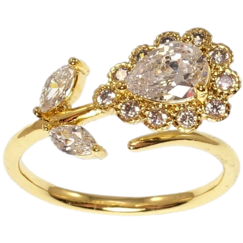 Каблучка Xuping QQMM Позолота 14K Кристальна квітка фото №4 Каблучка Xuping QQMM Позолота 14K Кристальна квітка фото №4