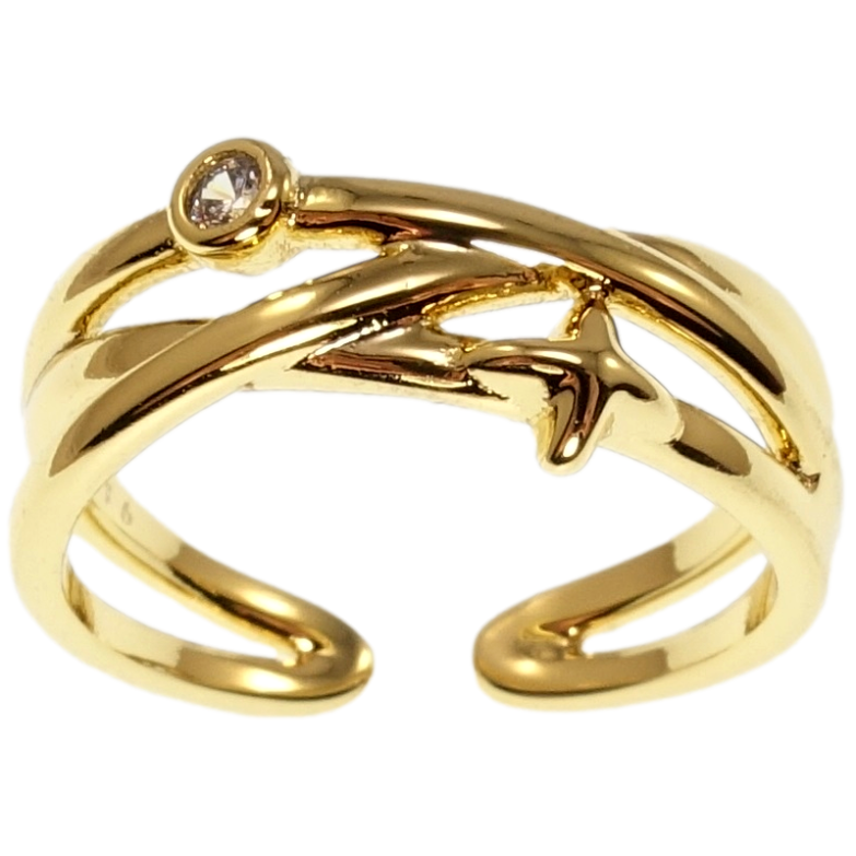 Каблучка Xuping QQMM Позолота 14K Сплетення ліній фото №3 Каблучка Xuping QQMM Позолота 14K Сплетення ліній фото №3