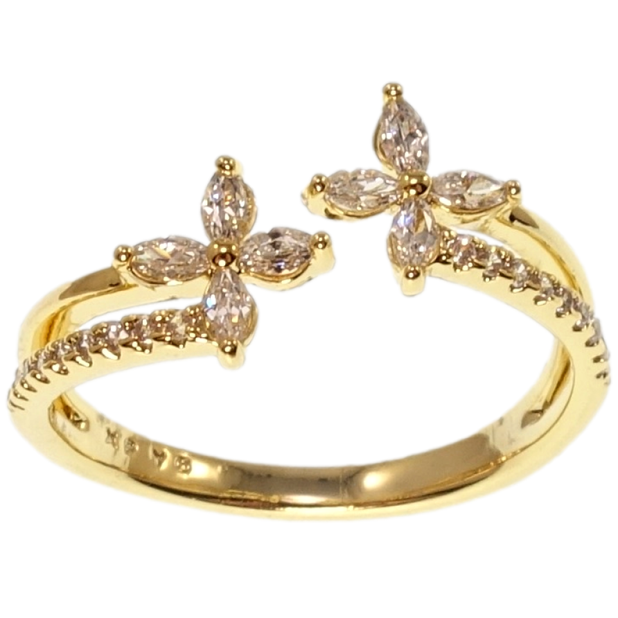 Кольцо Xuping QQMM Позолота 14K Кристальные цветочки фото №1 Кольцо Xuping QQMM Позолота 14K Кристальные цветочки фото №1