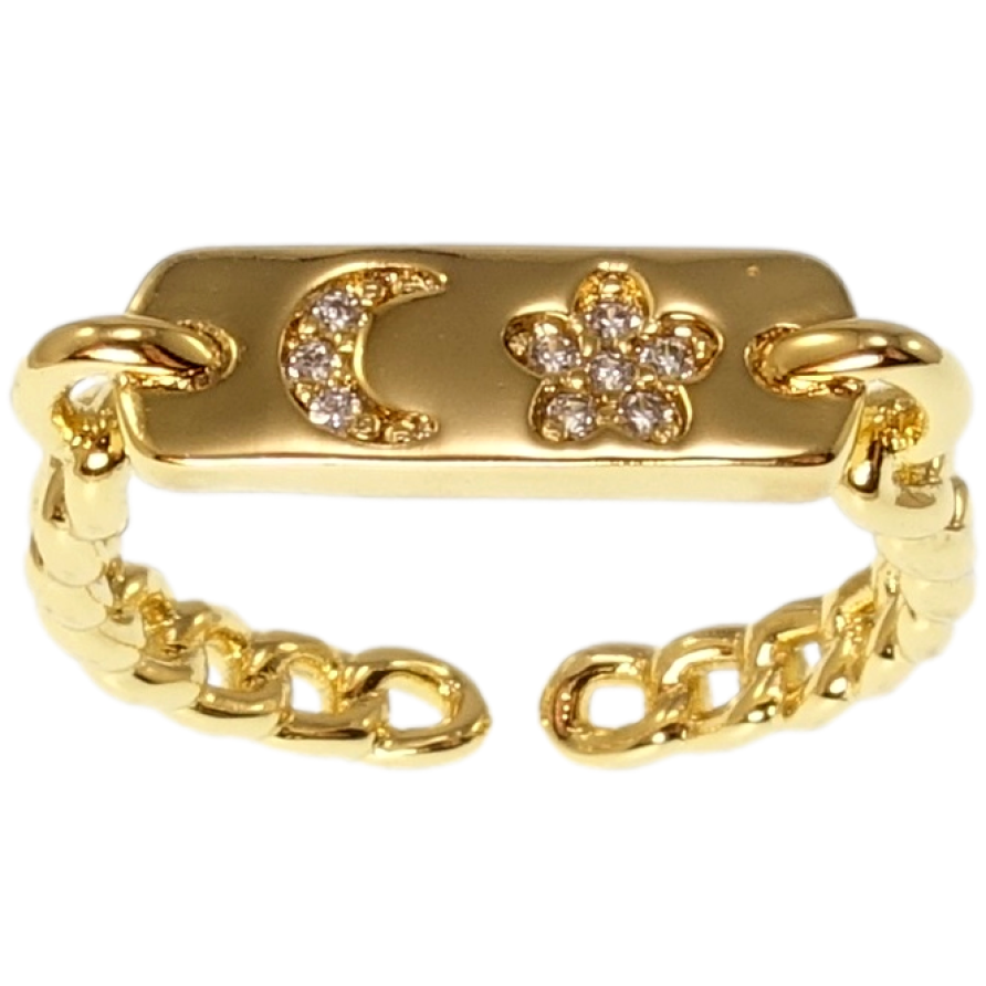 Каблучка Xuping QQMM Позолота 14K Ланцюжок зі вставкою фото №1 Каблучка Xuping QQMM Позолота 14K Ланцюжок зі вставкою фото №1