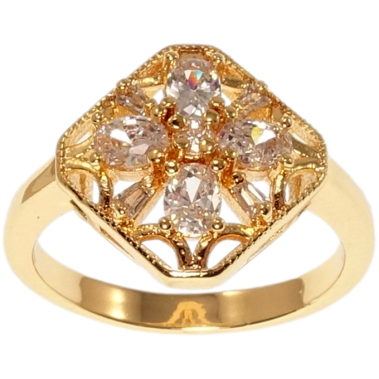 Кольцо Xuping M&L Цвет 18K Резной ромб с цирконием фото №4 Кольцо Xuping M&L Цвет 18K Резной ромб с цирконием фото №4