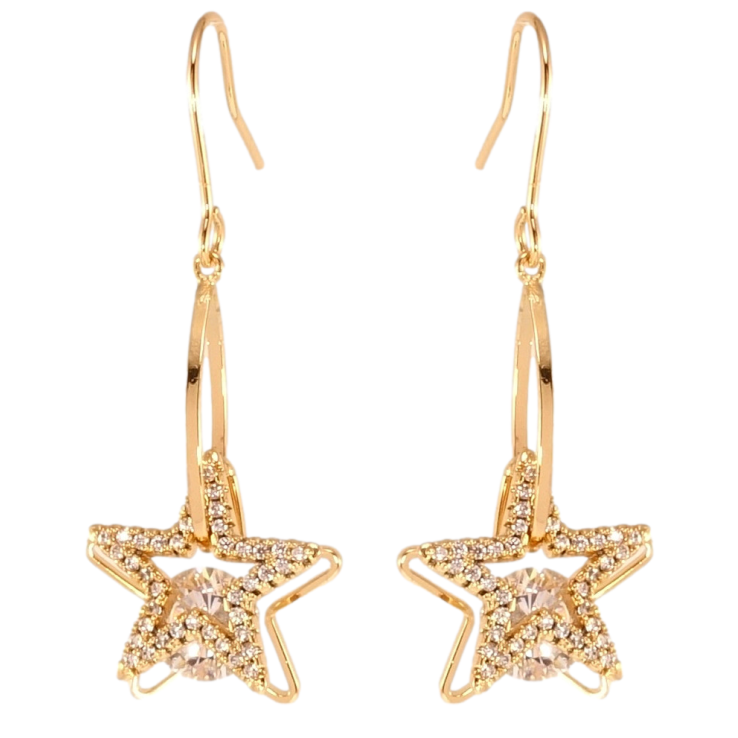 Серьги Xuping QQMM Позолота 18K французский замок Звездные подвески с цирконием фото №21 Серьги Xuping QQMM Позолота 18K французский замок Звездные подвески с цирконием фото №21