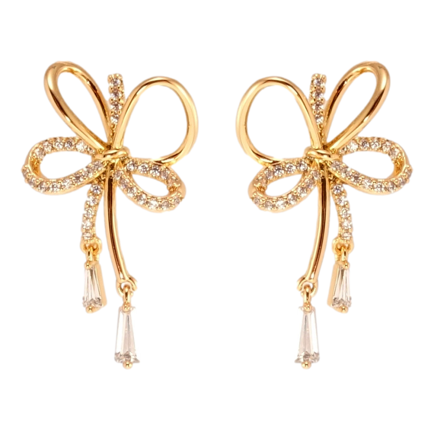 Серьги Xuping QQMM Позолота 18K пусеты Декоративные бантики с цирконием фото №1 Серьги Xuping QQMM Позолота 18K пусеты Декоративные бантики с цирконием фото №1