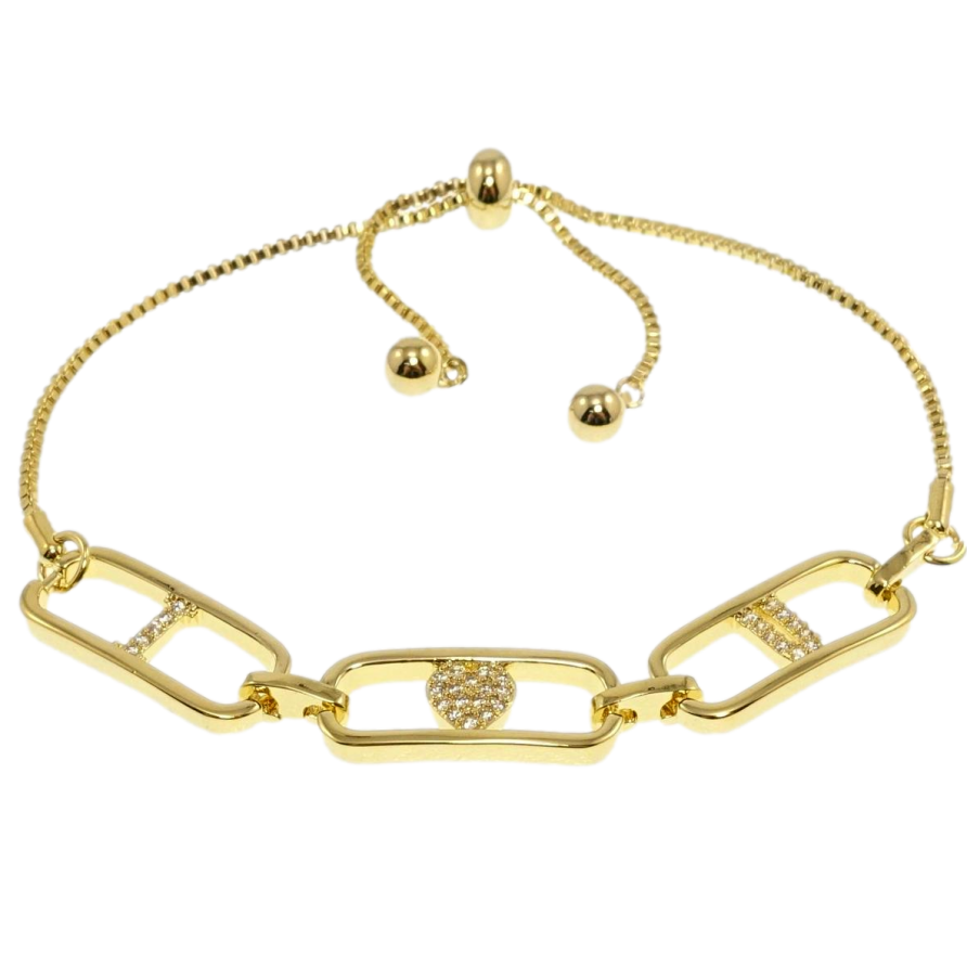 Браслет Xuping QQMM Позолота 14K Цепочка с вставкой I Love You на бегунке 12-22см х 1мм фото №1