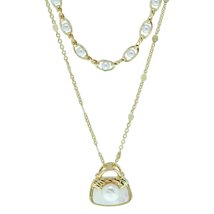 Кольє Xuping QQMM Позолота 14K Подвійний ланцюжок із сумочкою довжина 41.5-47см х 1,4мм фото №1 Кольє Xuping QQMM Позолота 14K Подвійний ланцюжок із сумочкою довжина 41.5-47см х 1,4мм фото №1