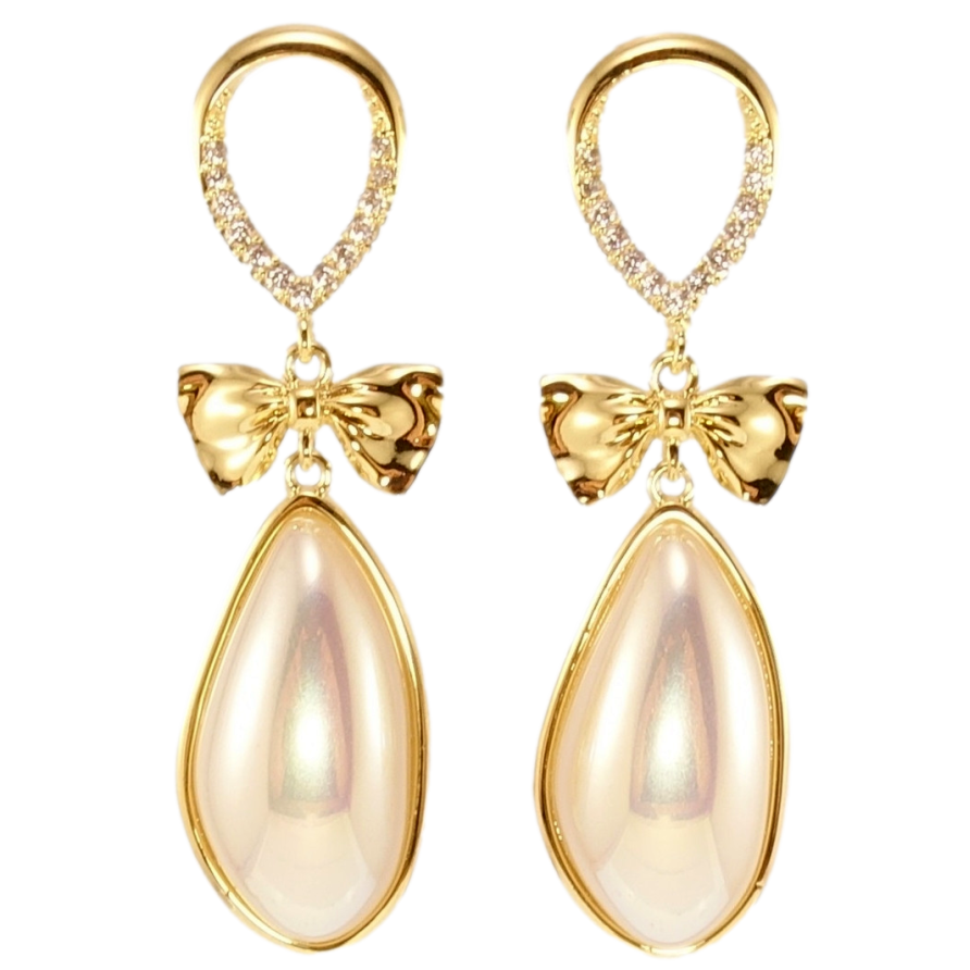 Сережки Xuping JEAN GOUJON Позолота 14K пусети Краплясті підвіски з бантами фото №1