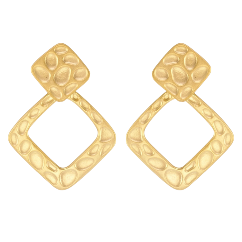 Сережки Xuping JEAN GOUJON Позолота 14K пусети Ромби з візерунком напилюванням фото №1
