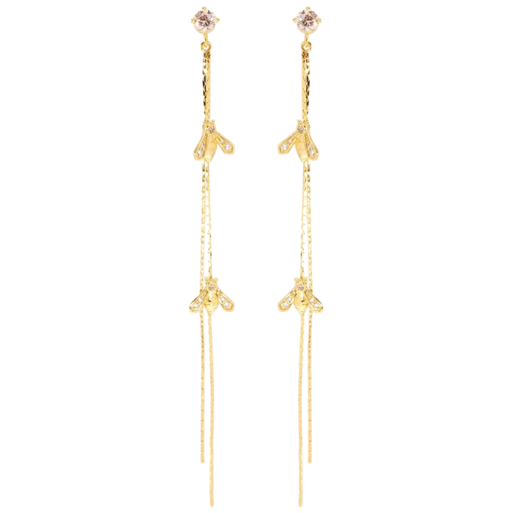 Сережки Xuping JEAN GOUJON Позолота 14K пусети Мушки на ланцюжках фото №8 Сережки Xuping JEAN GOUJON Позолота 14K пусети Мушки на ланцюжках фото №8