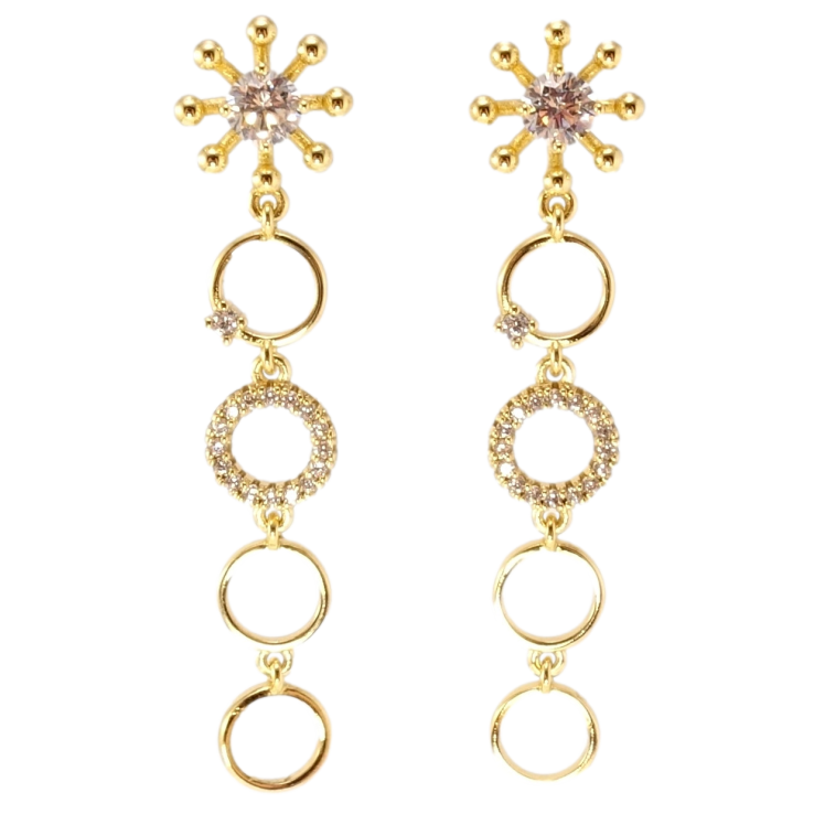 Сережки Xuping JEAN GOUJON Позолота 14K пусети Зірочки з колечками фото №17 Сережки Xuping JEAN GOUJON Позолота 14K пусети Зірочки з колечками фото №17