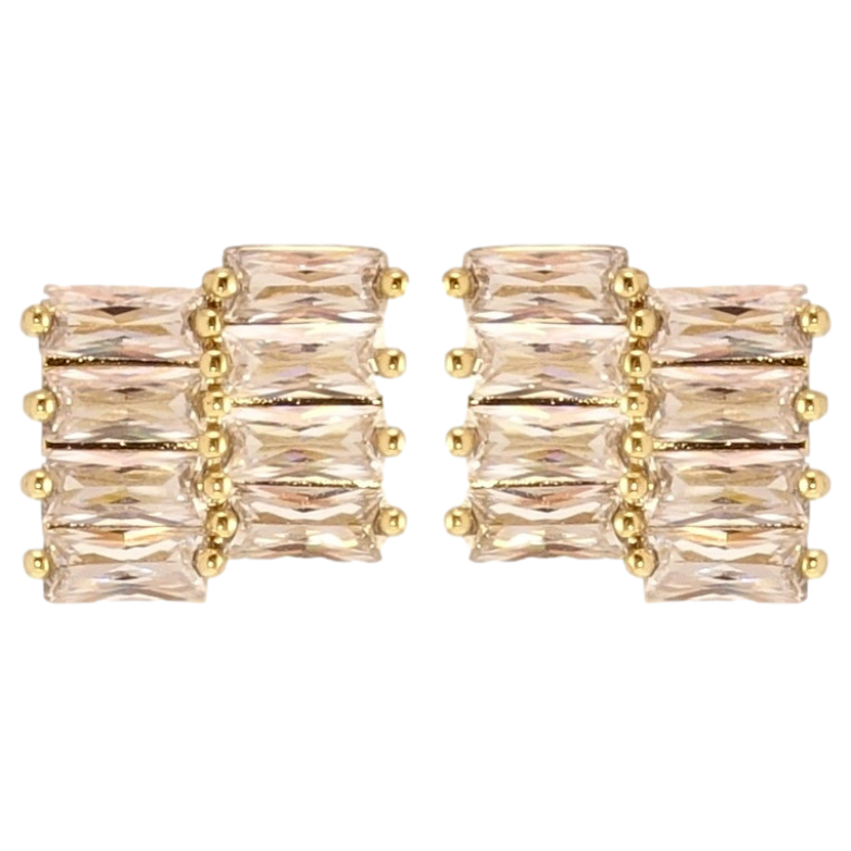 Серьги Xuping JEAN GOUJON Позолота 14K пусеты Кристальные дорожки фото №2 Серьги Xuping JEAN GOUJON Позолота 14K пусеты Кристальные дорожки фото №2