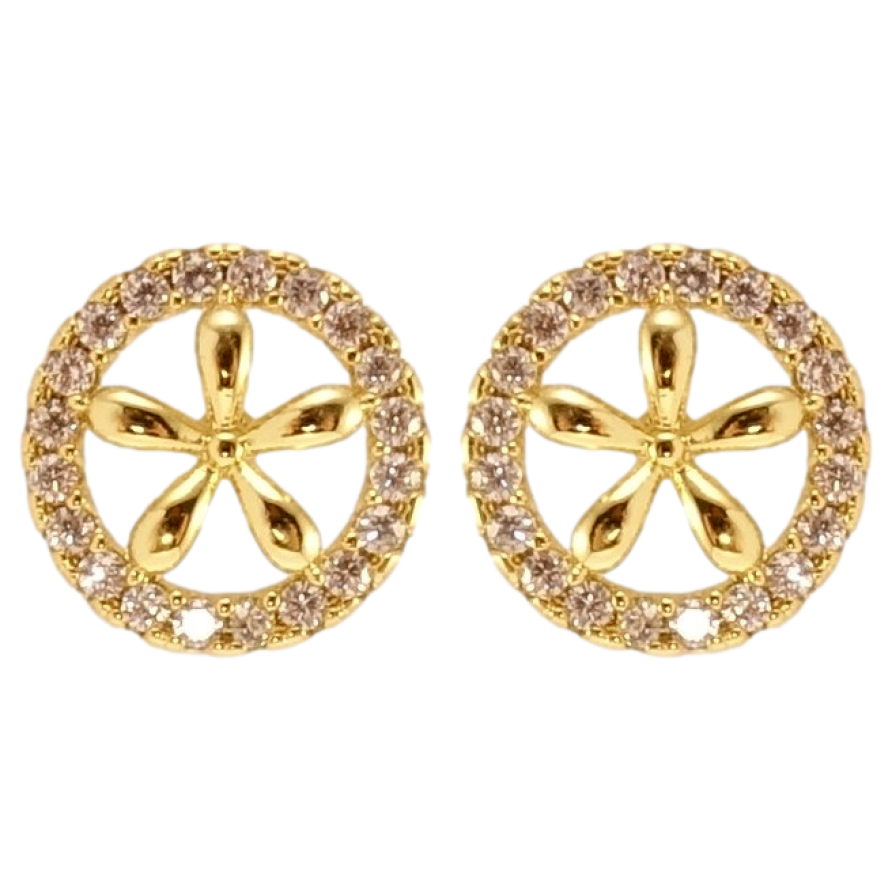 Сережки Xuping JEAN GOUJON Позолота 14K пусети Круги з квіточками ø 9мм фото №1 Сережки Xuping JEAN GOUJON Позолота 14K пусети Круги з квіточками ø 9мм фото №1