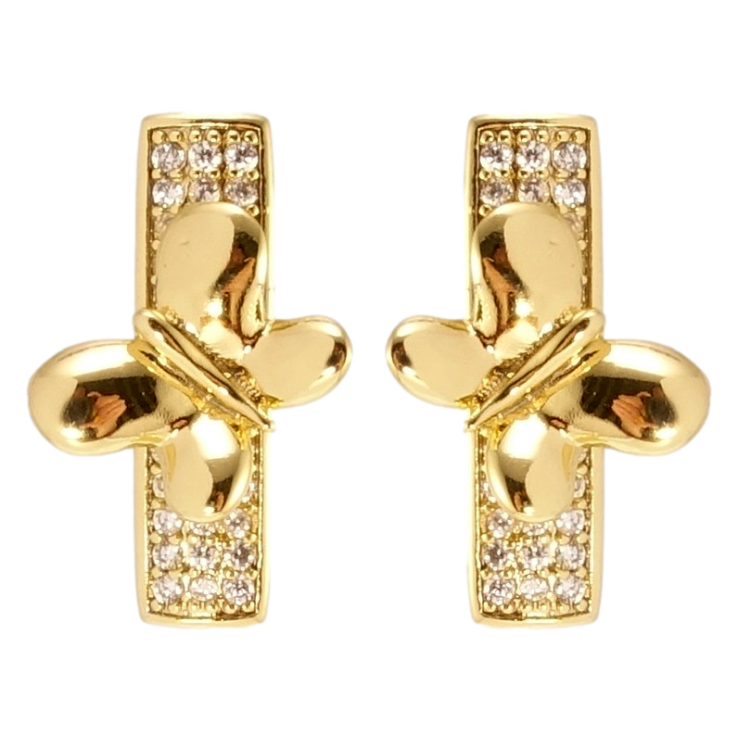 Сережки Xuping JEAN GOUJON Позолота 14K пусети Прямокутники з метеликами фото №7