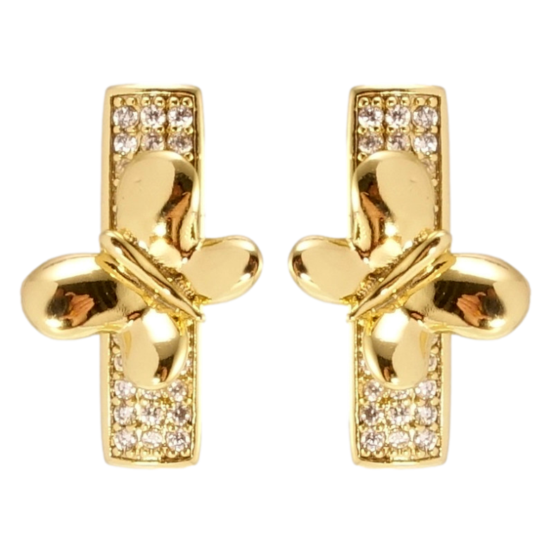 Сережки Xuping JEAN GOUJON Позолота 14K пусети Прямокутники з метеликами фото №7 Сережки Xuping JEAN GOUJON Позолота 14K пусети Прямокутники з метеликами фото №7