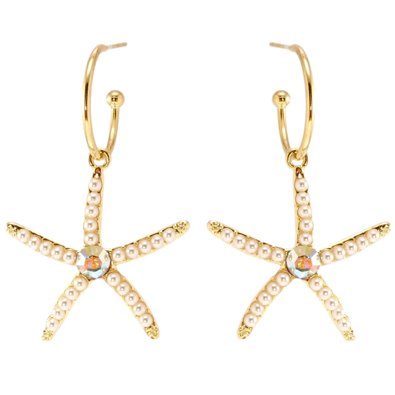 Серьги Xuping JEAN GOUJON Позолота 14K пусеты Звезды с жемчужинами фото №1 Серьги Xuping JEAN GOUJON Позолота 14K пусеты Звезды с жемчужинами фото №1