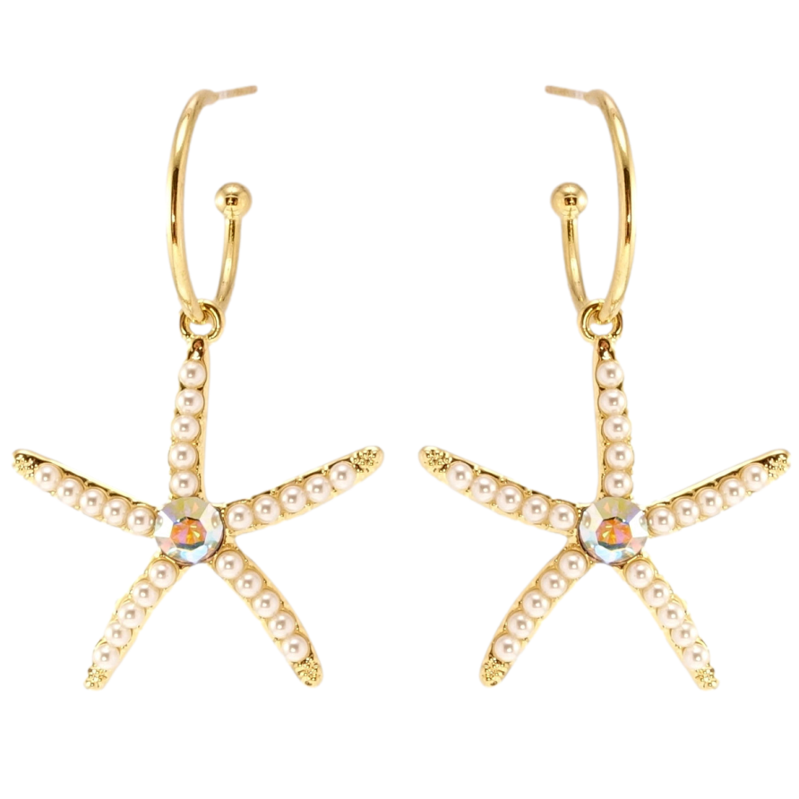 Серьги Xuping JEAN GOUJON Позолота 14K пусеты Звезды с жемчужинами фото №1 Серьги Xuping JEAN GOUJON Позолота 14K пусеты Звезды с жемчужинами фото №1