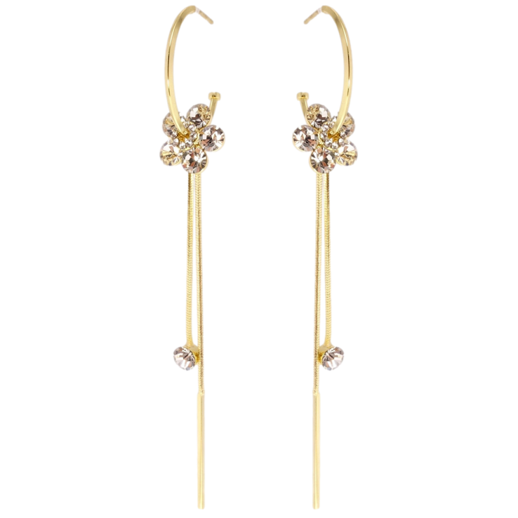 Сережки Xuping JEAN GOUJON Позолота 14K пусети Кристальні квіточки на колечках фото №8 Сережки Xuping JEAN GOUJON Позолота 14K пусети Кристальні квіточки на колечках фото №8