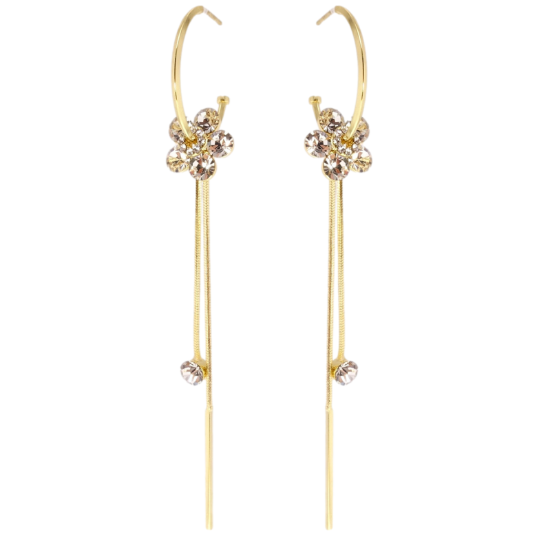 Сережки Xuping JEAN GOUJON Позолота 14K пусети Кристальні квіточки на колечках фото №16 Сережки Xuping JEAN GOUJON Позолота 14K пусети Кристальні квіточки на колечках фото №16