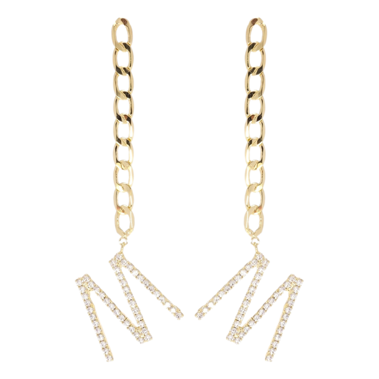 Сережки Xuping JEAN GOUJON Позолота 14K пусети Ланцюжок з літерою М фото №9 Сережки Xuping JEAN GOUJON Позолота 14K пусети Ланцюжок з літерою М фото №9