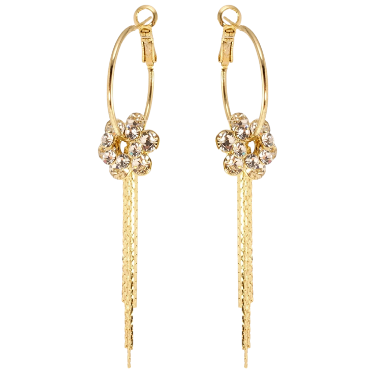 Сережки Xuping JEAN GOUJON Позолота 14K підвіски на колечких Кристальні квіточки з ланцюжками на колечких ø фото №24