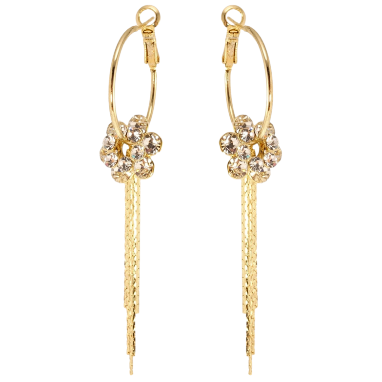 Сережки Xuping JEAN GOUJON Позолота 14K підвіски на колечких Кристальні квіточки з ланцюжками на колечких ø фото №7 Сережки Xuping JEAN GOUJON Позолота 14K підвіски на колечких Кристальні квіточки з ланцюжками на колечких ø фото №7