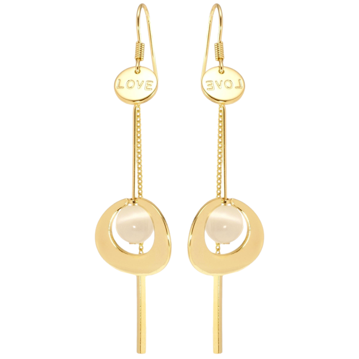 Серьги Xuping JEAN GOUJON Позолота 14K французский замок Декоративные подвески с Кошачим глазом фото №8