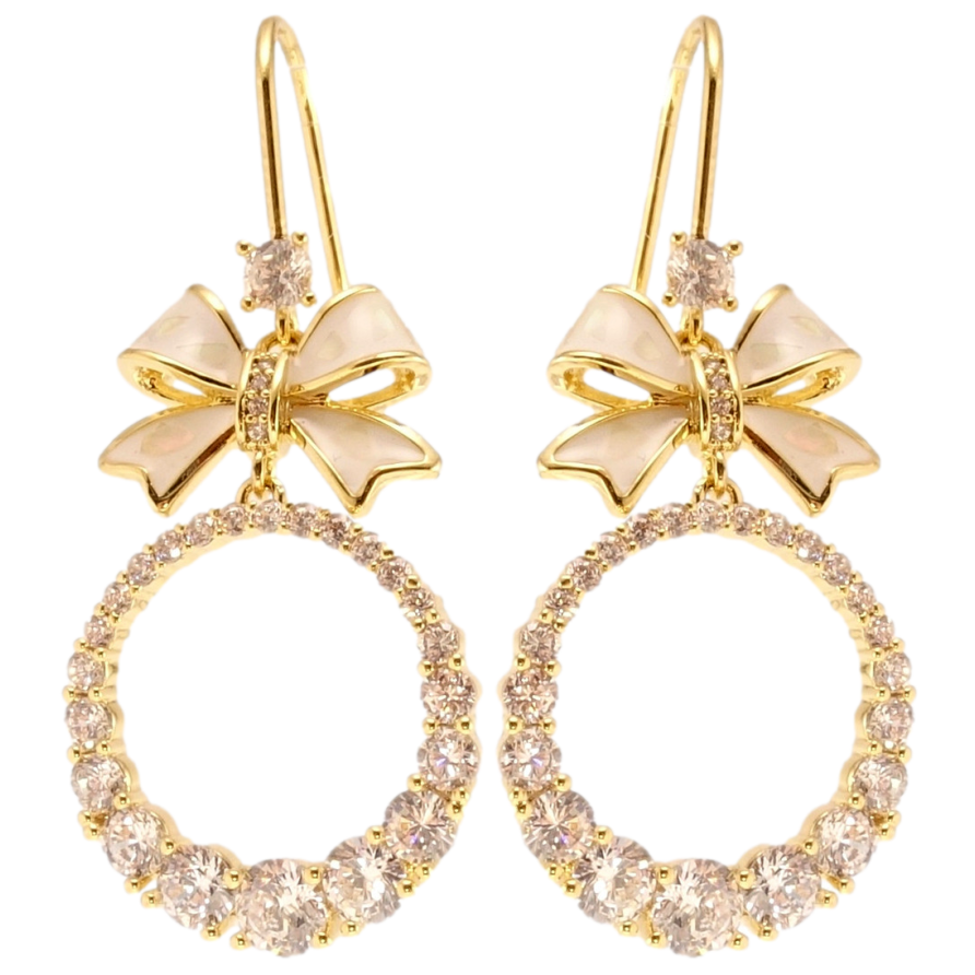 Серьги Xuping JEAN GOUJON Позолота 14K французский замок Банты с колечками инкрустация цирконием фото №1 Серьги Xuping JEAN GOUJON Позолота 14K французский замок Банты с колечками инкрустация цирконием фото №1