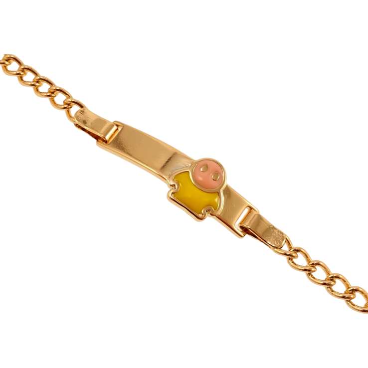 Браслет детский Xuping Позолота 18K Панцирное Плетение с пластиной и эмалевым человечком  длина 14,15.5см х фото №13