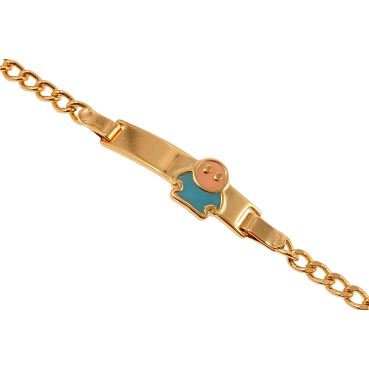 Браслет детский Xuping Позолота 18K Панцирное плетение с пластиной и эмалевым человечком  длина 14,15.5см х3 фото №16