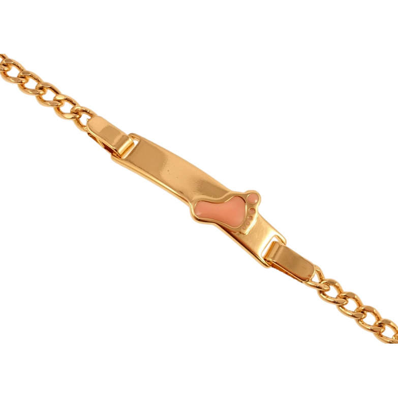 Браслет дитячий Xuping Позолота 18K Панцирне Плетіння з пластиною та рожевою емаллю довжина 14,15.5см х 3мм фото №2 Браслет дитячий Xuping Позолота 18K Панцирне Плетіння з пластиною та рожевою емаллю довжина 14,15.5см х 3мм фото №2