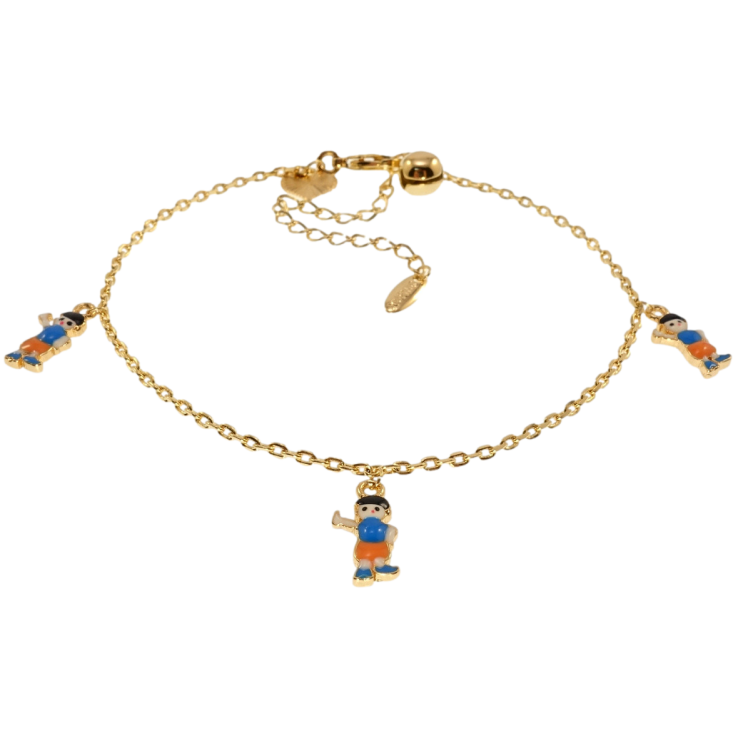 Браслет детский Xuping Позолота 18K  на ногу Якорное Плетение с подвесками мальчиками длина 18.5-23.5см х1мм фото №10
