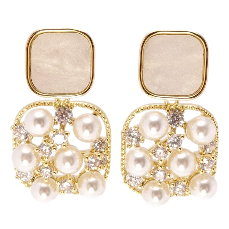 Серьги Xuping JEAN GOUJON Позолота 14K пусеты Квадратные формы с россыпью фото №1 Серьги Xuping JEAN GOUJON Позолота 14K пусеты Квадратные формы с россыпью фото №1