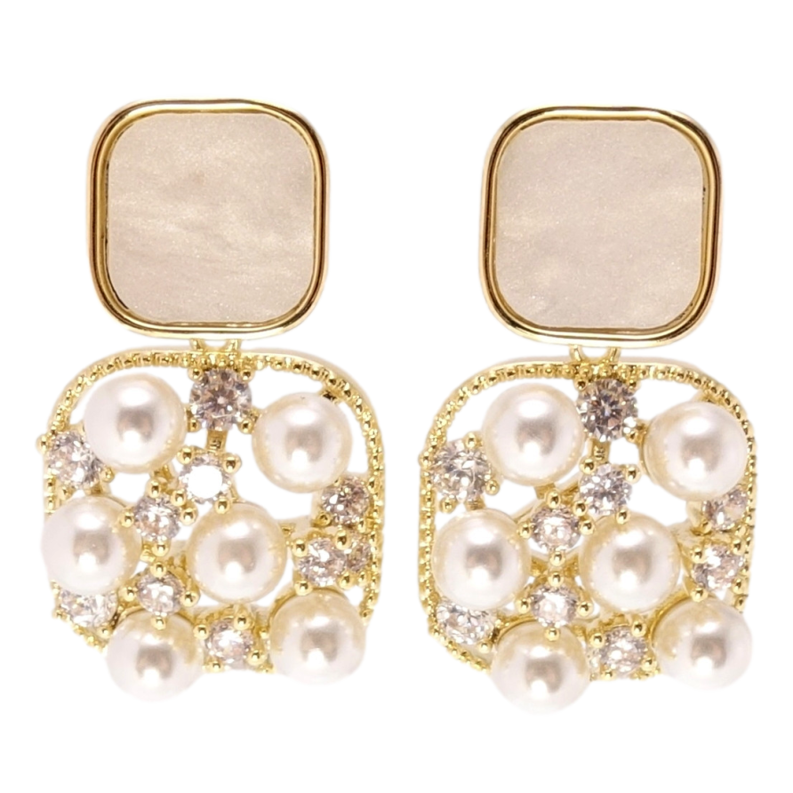 Серьги Xuping JEAN GOUJON Позолота 14K пусеты Квадратные формы с россыпью фото №1 Серьги Xuping JEAN GOUJON Позолота 14K пусеты Квадратные формы с россыпью фото №1