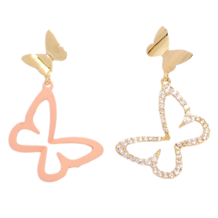 Сережки Xuping JEAN GOUJON Позолота 14K пусети Асиметричні метелики фото №20