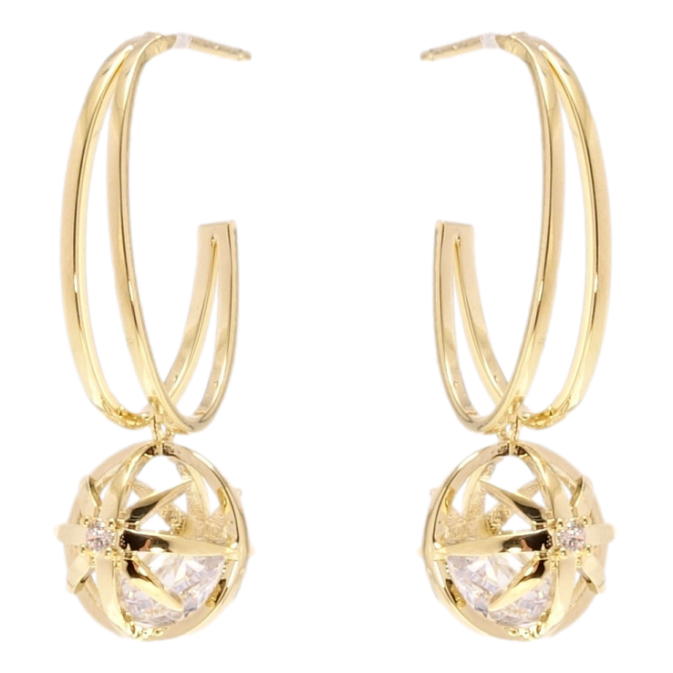 Сережки Xuping JEAN GOUJON Позолота 14K пусети Кульки з кристалами на фото №16