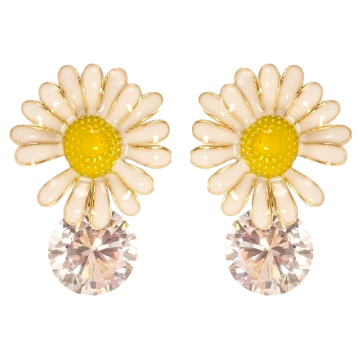 Сережки Xuping JEAN GOUJON Позолота 14K пусети Ромашки з кристалами, фарбування фото №17 Сережки Xuping JEAN GOUJON Позолота 14K пусети Ромашки з кристалами, фарбування фото №17