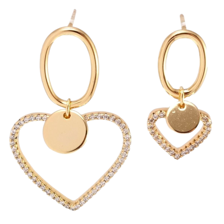 Серьги Xuping JEAN GOUJON Позолота 18K пусеты Ассиметричные сердечки фото №3