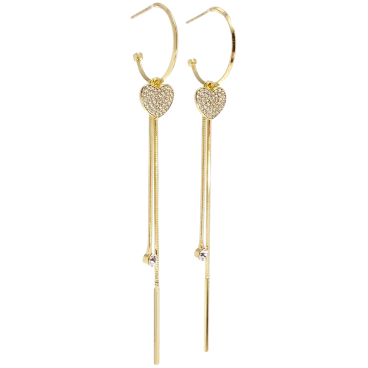 Сережки Xuping JEAN GOUJON Позолота 14K пусети Сердечки з ланцюжками на кільцях фото №15 Сережки Xuping JEAN GOUJON Позолота 14K пусети Сердечки з ланцюжками на кільцях фото №15