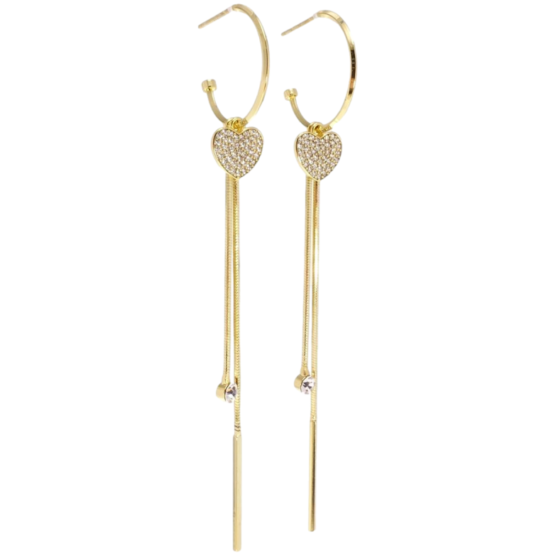 Сережки Xuping JEAN GOUJON Позолота 14K пусети Сердечки з ланцюжками на кільцях фото №13 Сережки Xuping JEAN GOUJON Позолота 14K пусети Сердечки з ланцюжками на кільцях фото №13