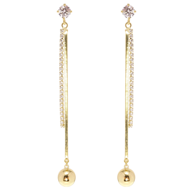 Сережки Xuping JEAN GOUJON Позолота 14K пусети Кристальний ланцюжок з кулькою фото №23 Сережки Xuping JEAN GOUJON Позолота 14K пусети Кристальний ланцюжок з кулькою фото №23
