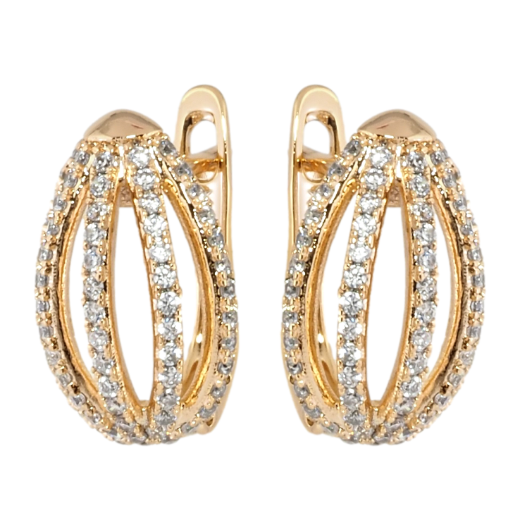Серьги Xuping Позолота 18K английский замок Узор из дорожек циркония фото №2