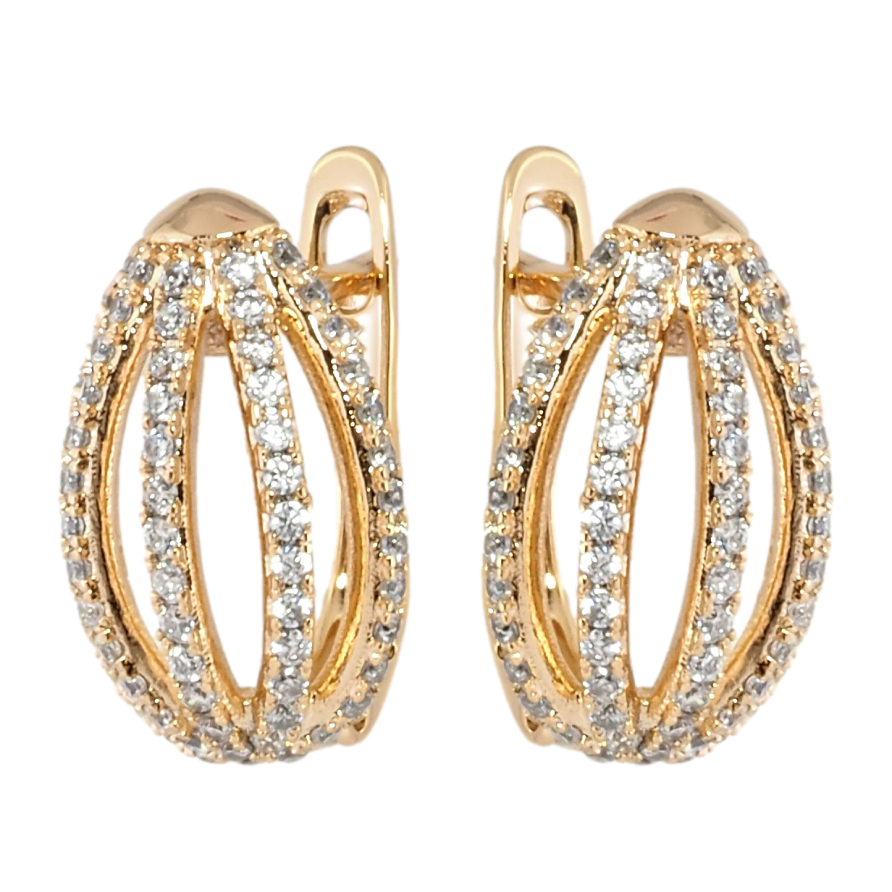 Серьги Xuping Позолота 18K английский замок Узор из дорожек циркония фото №1