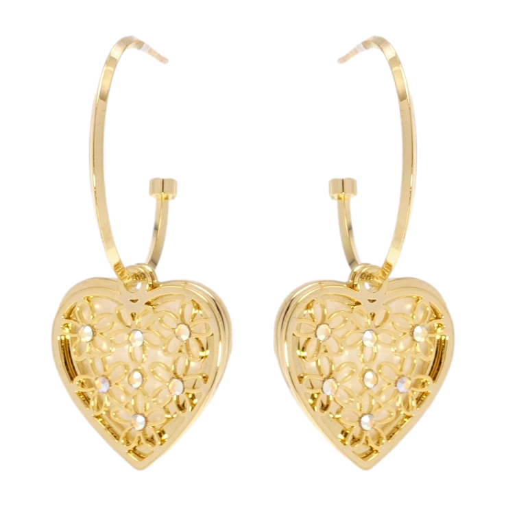 Сережки Xuping JEAN GOUJON Позолота 14K пусети Квіткові серця на колечках фото №16 Сережки Xuping JEAN GOUJON Позолота 14K пусети Квіткові серця на колечках фото №16