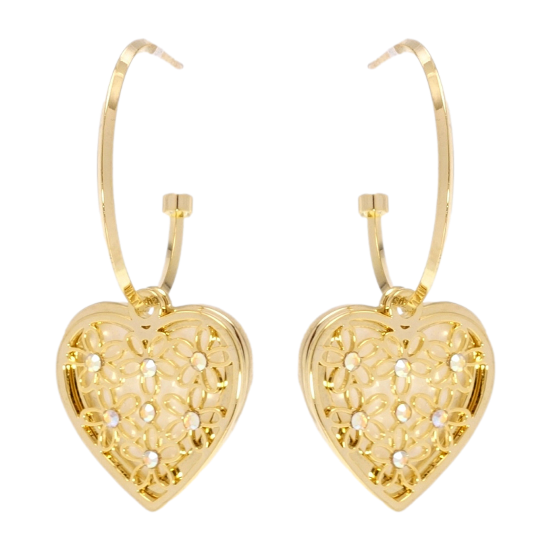 Сережки Xuping JEAN GOUJON Позолота 14K пусети Квіткові серця на колечках фото №1 Сережки Xuping JEAN GOUJON Позолота 14K пусети Квіткові серця на колечках фото №1