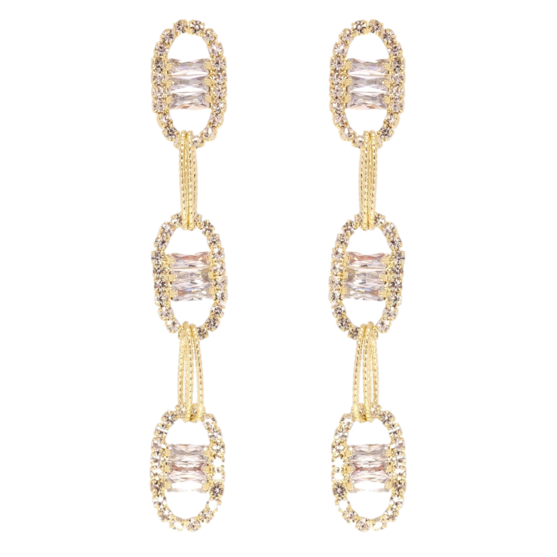Серьги Xuping JEAN GOUJON Позолота 14K пусеты Овальные звенья с цирконием фото №12 Серьги Xuping JEAN GOUJON Позолота 14K пусеты Овальные звенья с цирконием фото №12