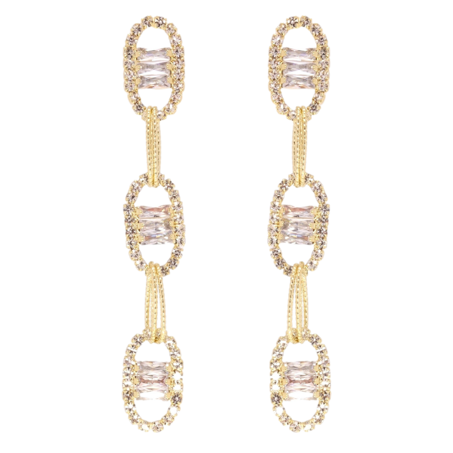 Сережки Xuping JEAN GOUJON Позолота 14K пусети «Овальні ланки з цирконієм» фото №1 Сережки Xuping JEAN GOUJON Позолота 14K пусети «Овальні ланки з цирконієм» фото №1