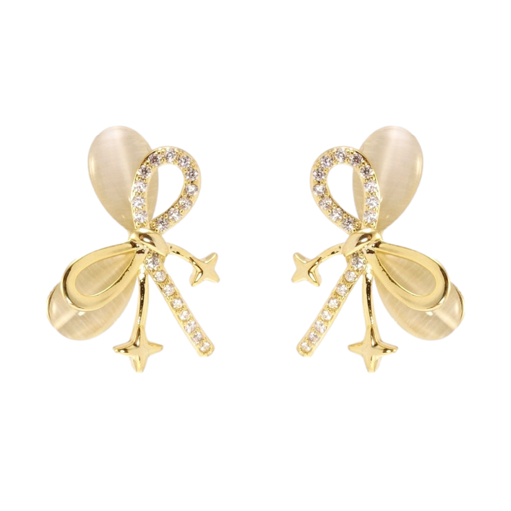 Сережки Xuping JEAN GOUJON Позолота 14K пусети Банти з Котячим оком фото №6