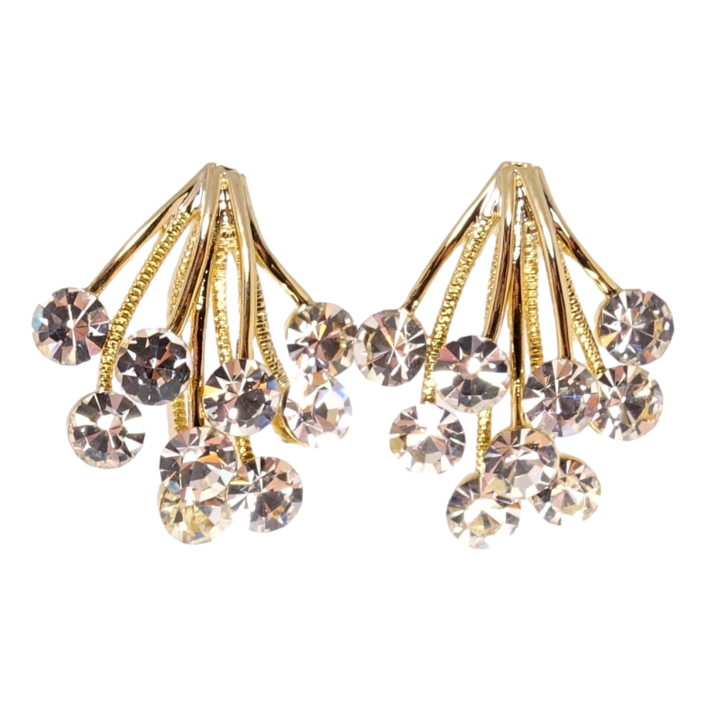 Серьги Xuping JEAN GOUJON Позолота 14K пусеты Букеты циркония фото №6