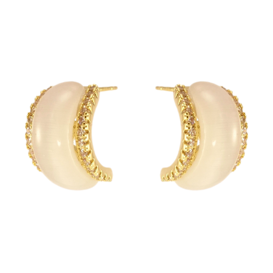 Сережки Xuping JEAN GOUJON Позолота 14K пусети Дуги з Котячим оком фото №1 Сережки Xuping JEAN GOUJON Позолота 14K пусети Дуги з Котячим оком фото №1