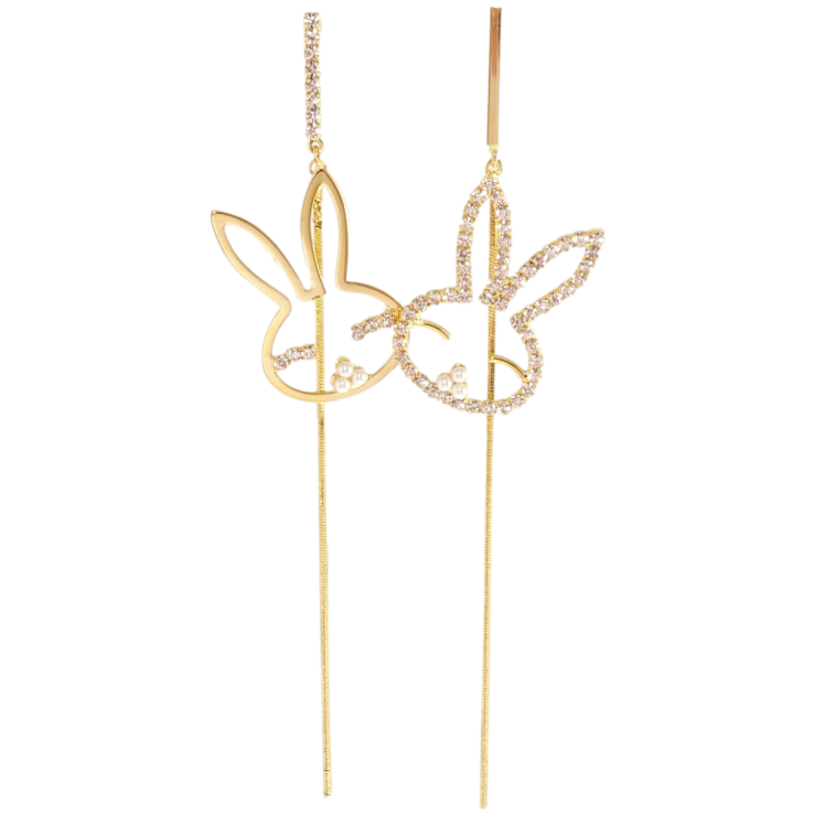 Сережки Xuping JEAN GOUJON Позолота 14K пусети Асиметричні кролики фото №7