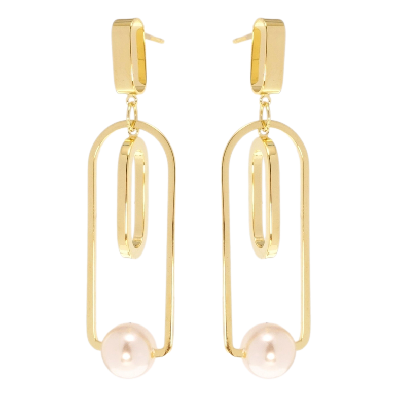 Серьги Xuping JEAN GOUJON Позолота 14K пусеты Фигурные с жемчужными бусинами фото №2